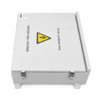 Angled exterior view of HONI 2-in 2-out PV DC combiner box with metal enclosure